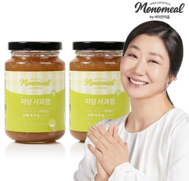 모노밀 저당 사과잼 알룰로스 280g x 2개, 없음