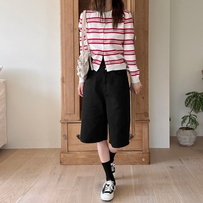 잇진 여성 5부 와이드 면바지 버뮤다 코튼 팬츠