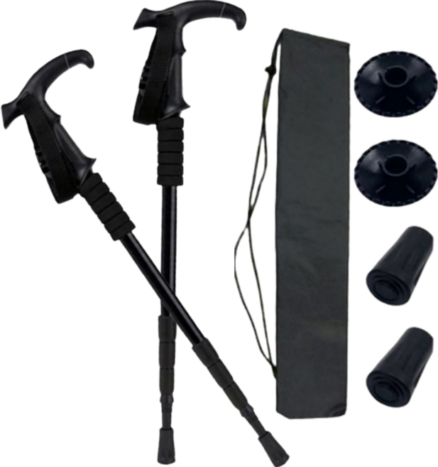 LRAB 등산 최적화 올인원 T자형 등산 스틱, 블랙_T자형(2P), 1세트