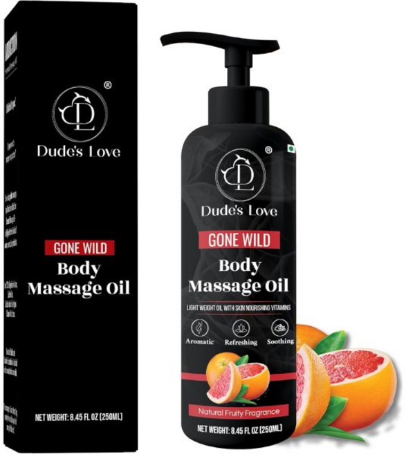 Dudes Love 오가닉 - 그레이프프루트 풀 식용 바디 마사지 오일 상쾌하고 진정 얼룩 없음 끈적임 분획 코코넛 라임 함유 405 Fl Oz, GONE WILD - 과일, 8.45 Fl Oz (1팩)