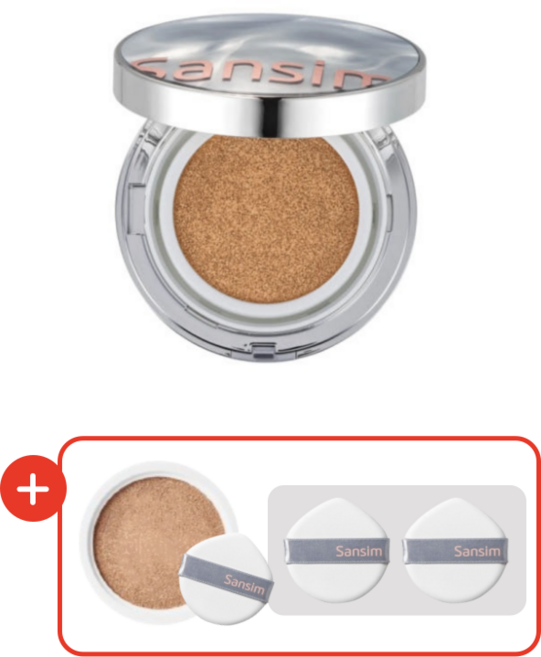 산심 명휘 커버 쿠션 (본품+리필) 퍼프 2개 증정, 1개, 2호 은은한 색