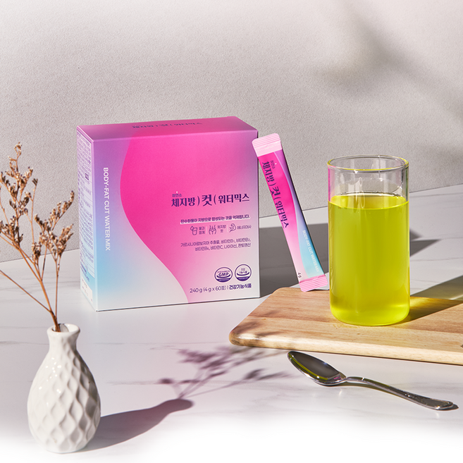 체지방을 흘려보내는 다이어트워터 체지방컷 워터믹스 에너지증가 혈당낮추는 제로슈가 탄수화물컷팅제 한달분 60포 (하루 2포), 1박스, 240g