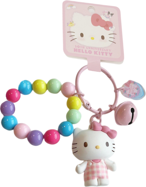 산리오 정품 50주년 컬러비즈 키링 열쇠고리, 1개, 헬로키티