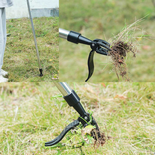 집게형 페달 잡초 뿌리 제거기 가정용 편리한 서서하는 손잡이포함 수동 정원 제초기 민들레 풀 뽑기 텃밭 관리 가꾸기 원예도구, 집게형-페달잡초제거기, 1개