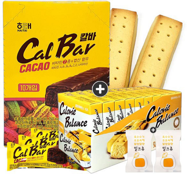 해태 칼로리바란스 치즈 10개+카카오칼바(10입) 1통(+밀크츄 2개포함), 1세트, 360g