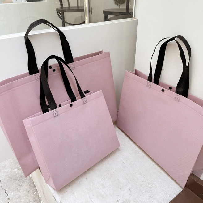 부직포 쇼핑백 선물 복장 손잡이 포장봉투 방수 빵곰, 25개, 핑크 공백