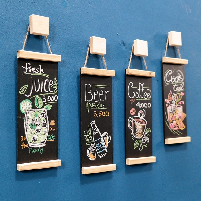 무타공 접착식 벽걸이 미니칠판 메뉴판 4개1세트, 칠판