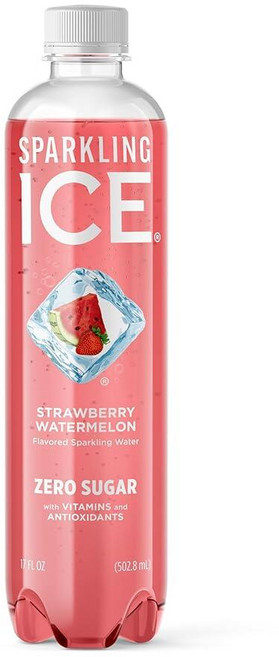 Sparkling Ice 딸기 수박 스파클링 워터 무설탕 맛 항산화 물질 함유 502.7ml17.5온스 병 [호환], 1개, 502.7ml