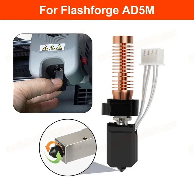 Flashforge Adventurer 5M/5M Pro/AD5X 핫엔드 노즐 키트 업그레이드 0.4mm AD5M/5M/AD5X 고속 노즐 3D 프, 02 3PCS, 02 AD5M Hotend