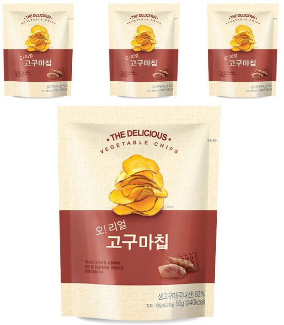 명성식품 오 리얼 고구마칩 국내산 고구마과자, 50g, 4개
