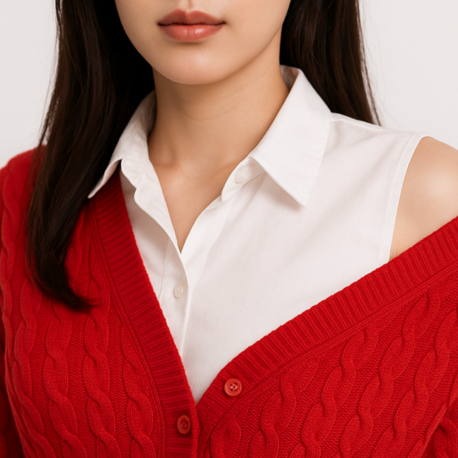 디엘리 페이크 카라 넥케이프 넥카라 셔츠