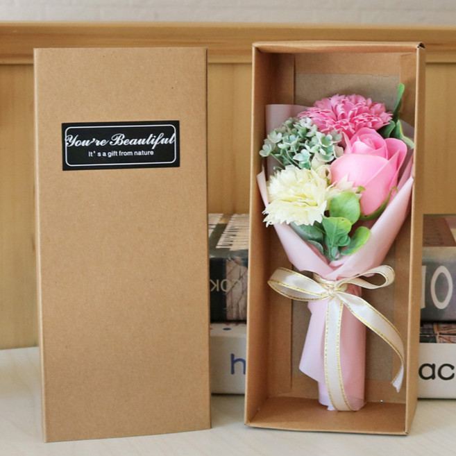 비누장미 4종&카네이션 4종 꽃다발, 1개, 카네이션핑크