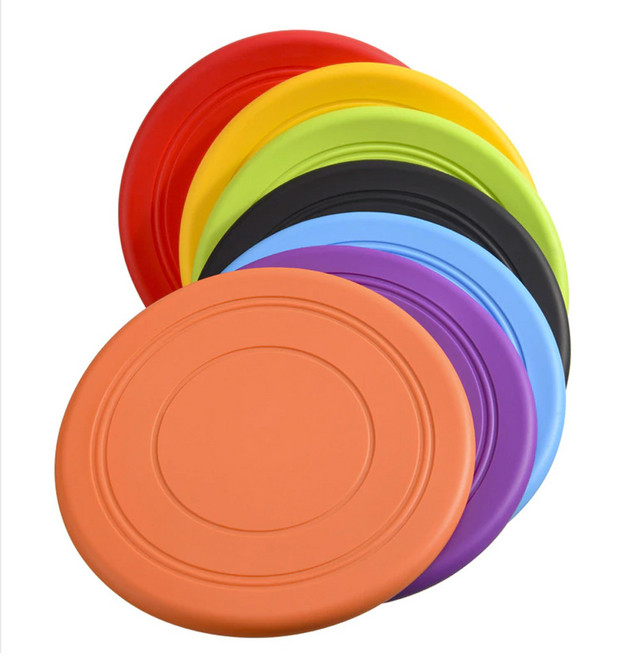 도그팜 강아지 훈련 고무원반 프리스비 비행접시 4개세트 주황+노랑+파랑+연두, 4개