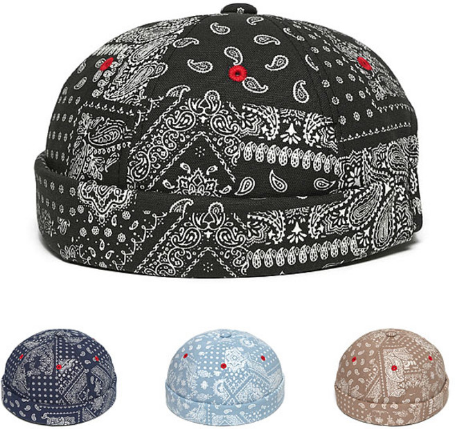 페이즐리 패턴 와치캡 챙없는 레옹 모자