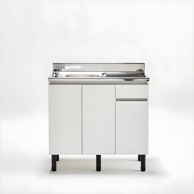 파로마 사무실 원룸 자취방 주방 미니 소형 스텐 싱크대 하부장 가스대 조리대 개수대 주방수납장>>조리대/하부장, 900 개수대(좌볼):화이트