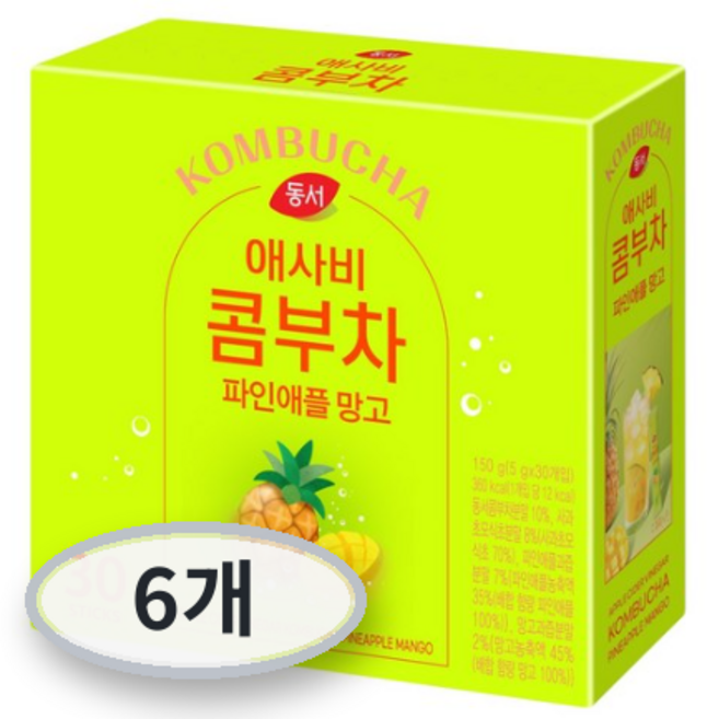 동서 애사비 콤부차 파인애플 망고 30개, 5g, 6개, 30개입
