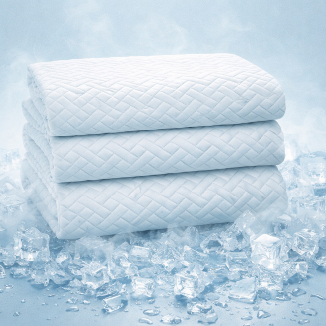 한일리빙 듀라론 냉감패드 국내생산 밴딩형 침대커버 쿨매트 아이스 여름이불, 화이트