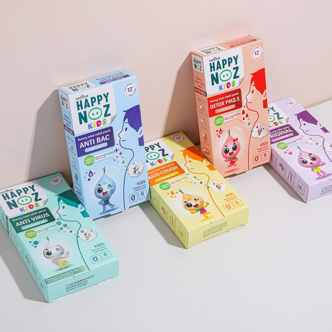 해피노즈 비염패치 아기비염 감기 가래 아로마 전연령 신생아 코 호흡 happy noz, 안티박테리아-파랑, 1개