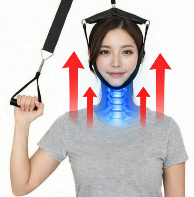 로로랜디 목견인기 가정용 수직 경추 일자목 목교정 스트레칭 지지대 보호대 자세교정 거북목, 1개, 블랙