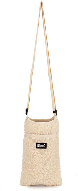 [그립] 겨울 보온 양털 후리스 텀블러백 파우치 크로스백, 1개, 아아보리