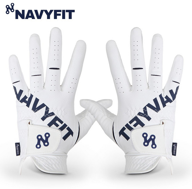 네이비핏 골프장갑 레이싱너클 프리미엄 극세사 여성용 양손, 화이트, 1개