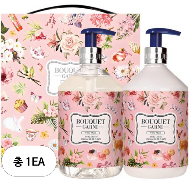 부케가르니 화이트머스크 바디샤워 + 바디로션 세트, 1세트