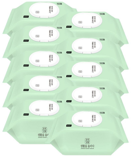 물티슈 올림생활 업소용 대용량 물티슈100매x10팩, 1개