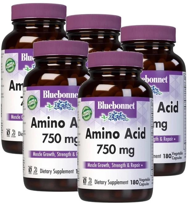 블루보넷 아미노산 750mg 캡슐 Bluebonnet Amino Acid, 5개, 180정 - 쿠팡