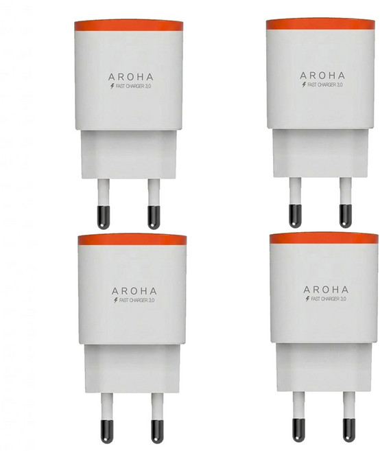 국산의힘 MADE IN KOREA 아로하 18W 고속충전기 QC 3..0/갤럭시/아이폰 호환 충전기, 화이트, 4개