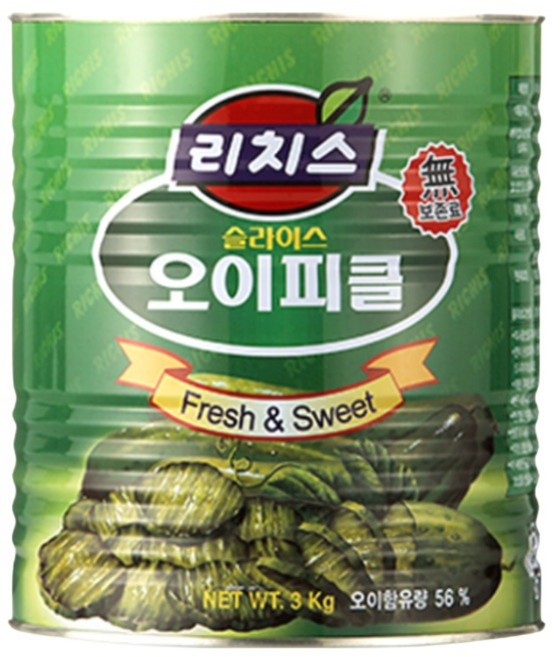 리치스 오이피클 3kg 캔 절임피클 피자 식자재, 1개