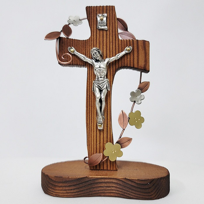 가톨릭천주교성물 탁상용십자가 넝쿨 탁고상, 1개