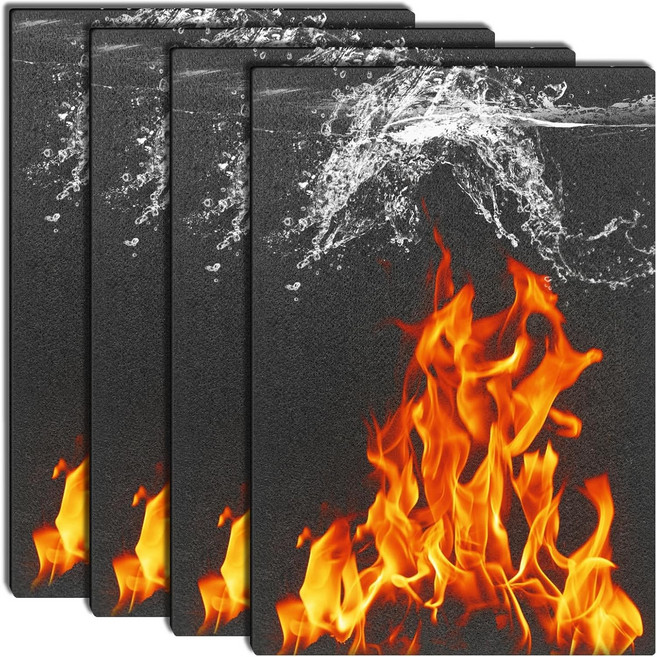 불연탄소섬유 방염매트 용접 방화포 캠핑 방염포 난로 방열 시트 화재방지 4개 30 x 20 x 0.5cm, 블랙