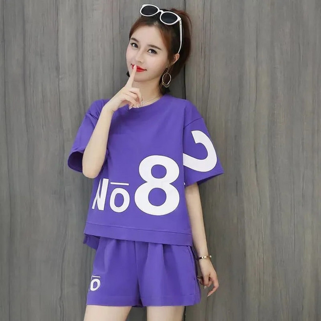 Sealang 여성 여름 반바지 세트 반팔 티셔츠 캐주얼 cong0402QP6