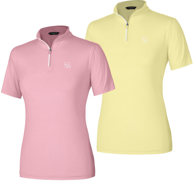 [이지바이] (1+1) 여성 냉감 하프집업 반팔 티셔츠_써니데이즈