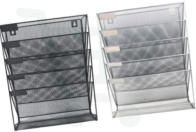 서류 정리함 철제 5단 파일 꽂이 사무실 책상 A4 문서 트레이 수납 보관함 화일함 정리대, 블랙