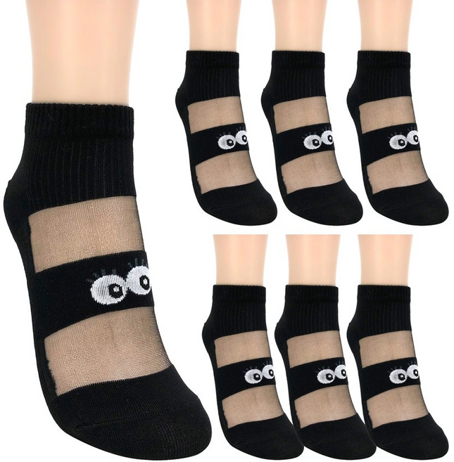 수한양말 여자 시스루 망사 양말 눈모양 7켤레