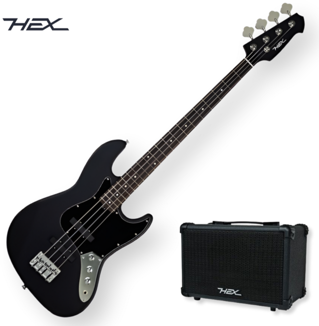 헥스 재즈 베이스기타 앰프 패키지 B100 입문용 풀 구성품 세트, 블랙, 블랙, 1개
