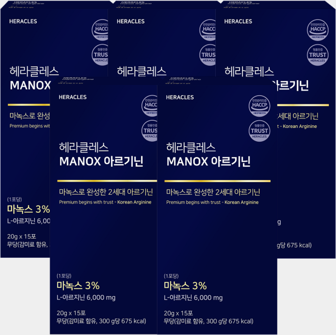 헤라클레스 마녹스 아르기닌 1박스 15포, 300g, 7개