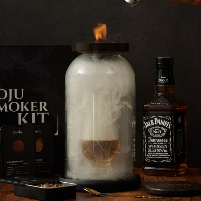 개츠비 스모킹 돔 글래스 스모커 키트 클로슈, 스모킹 돔 원목 베이스, 1개, 원목