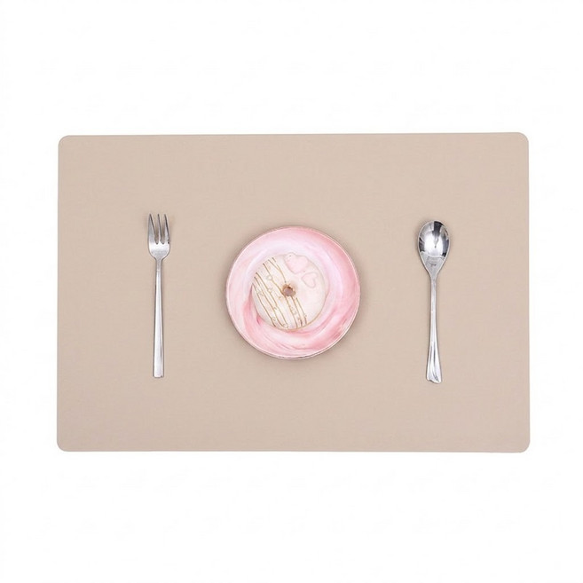 유럽스타일 방수 식탁 테이블 매트 양면 가죽, 살구색, 4개, 43CM*30CM