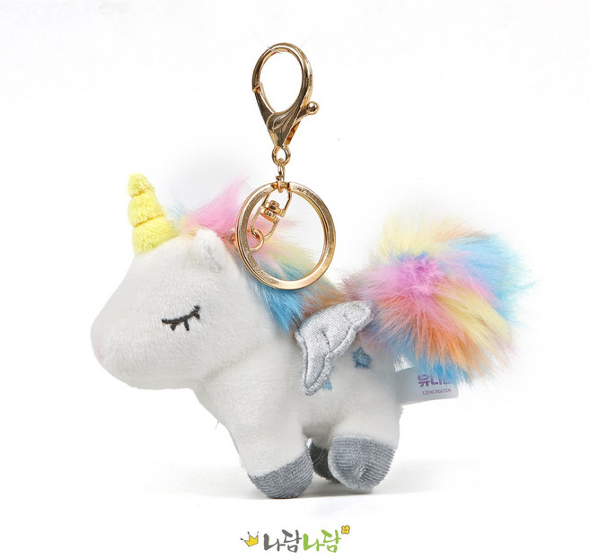 파스텔 유니콘 가방 고리 인형
