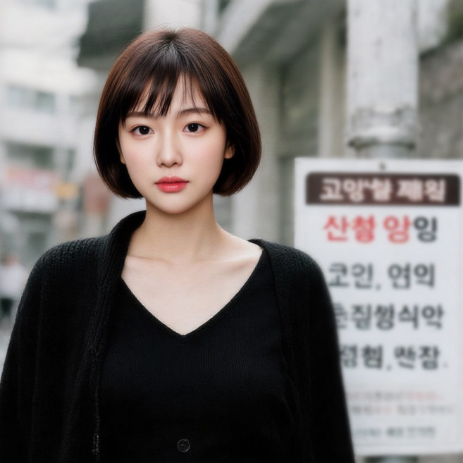 GBKING 수제 보브컷 통가발 단발머리 인모100% 항암가발 전체가발, 1개, 브라운 25cm