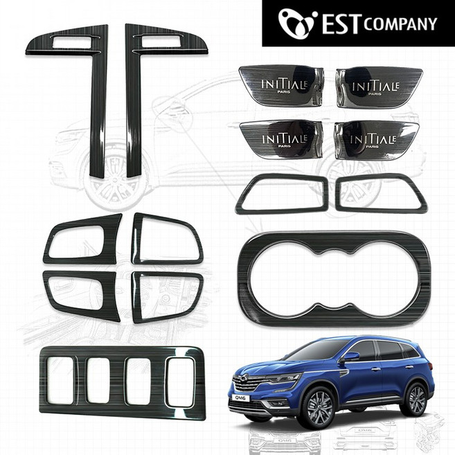 벤딕트 QM6 실내 몰딩 인테리어 헤어라인패턴 튜닝, 이니셜파리 도어 플레이트4P