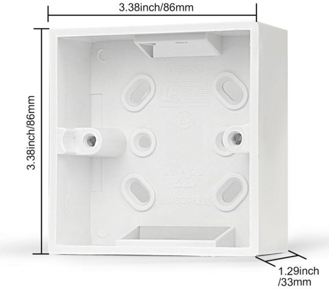 86 유형 스위치 외부 장착 상자 86x86mm PVC 이중 또는 소켓 벽 표면 흰색, 01 85-265V, 01 86 x 86mm, 1개