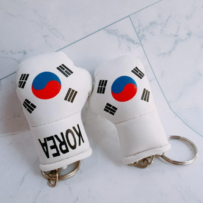 [파이트몰] 태극기 미니글러브 열쇠고리 키링 2종 운동 굿즈 KOREA 빈칸 선택가능 나만의 자동차키링, 좌, 1개