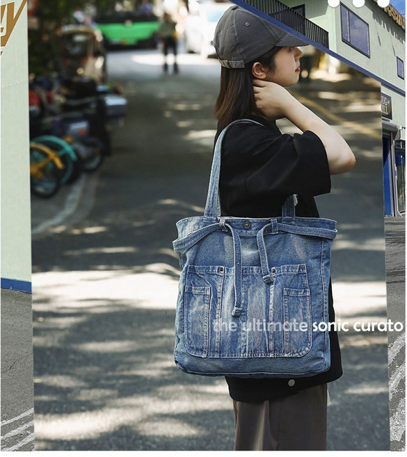 워싱 데님 숄더 크로스백 대용량 빈티지 캐주얼 데일리 캔버스백