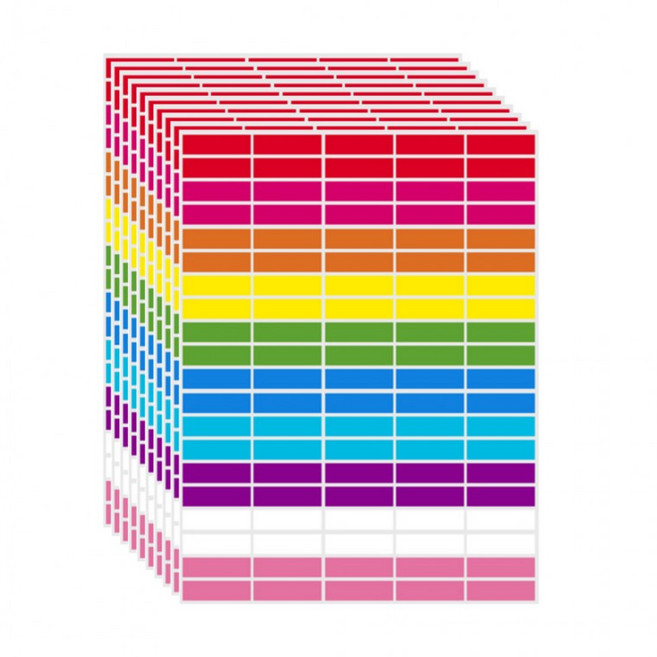 1000매입 10컬러 사각형 스티커 1.3*3.8cm 10장, 1세트, 10종혼합(S5101) 1000개입