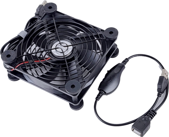 홈앤툴즈 120mm 속도조절 USB 저소음 소형 냉각 쿨러 쿨링 팬 (패키지), 블랙, 1개