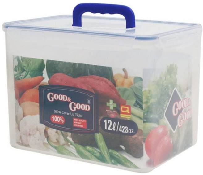 주방보관 대용량 플라스틱통 12L 손잡이형 김치통 반찬통 yuh4840RM, 단일, 1개