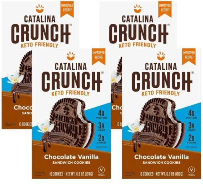 Catalina Crunch 쿠키 과자 카탈리나 크런치 케토 초콜릿 바닐라 맛 저탄수화물 저당 간식 4개입, 1개, 193g